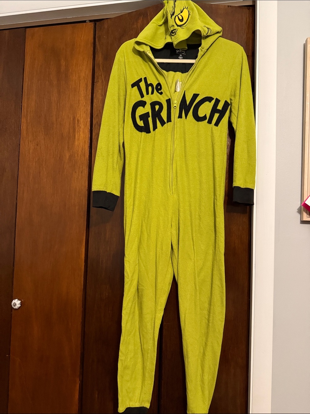 The Grinch One-Piece Hooded Fleece Romper - Lime Green
